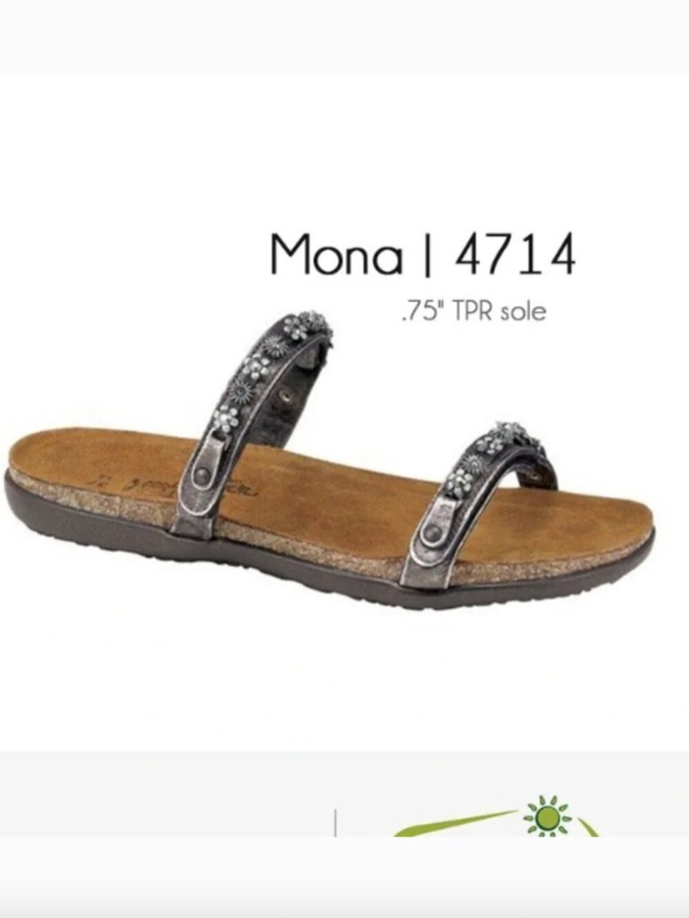 Naot Mona Leather Floral Jeweled Sandals- Black - Picture 3 of 14